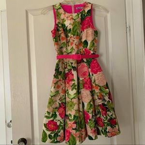Eliza J Floral Party Dress with Pockets & Belt